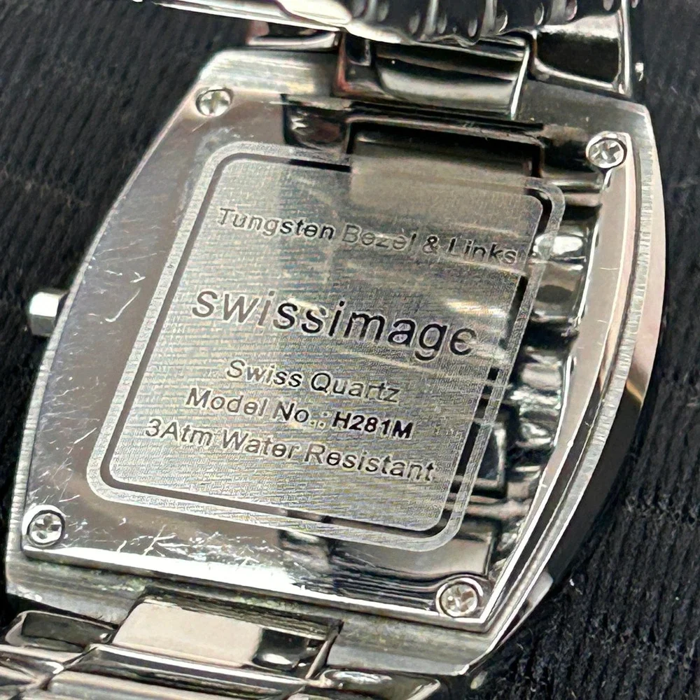 Swissimage H281M Mens Swiss Quartz Watch Black Dial Tungsten Bezel Sapphire 34mm